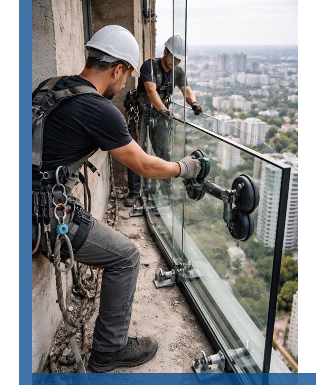 Монтаж стеклянных ограждений под ключ с гарантией в Химках