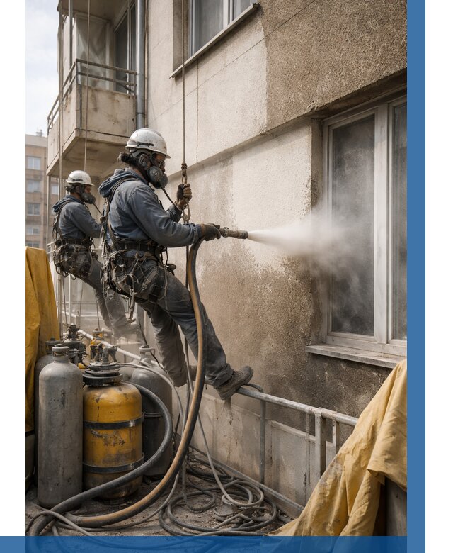 Пескоструйная очистка фасада в Химках от 674 р. | ВЫСОТНИК-Хмк