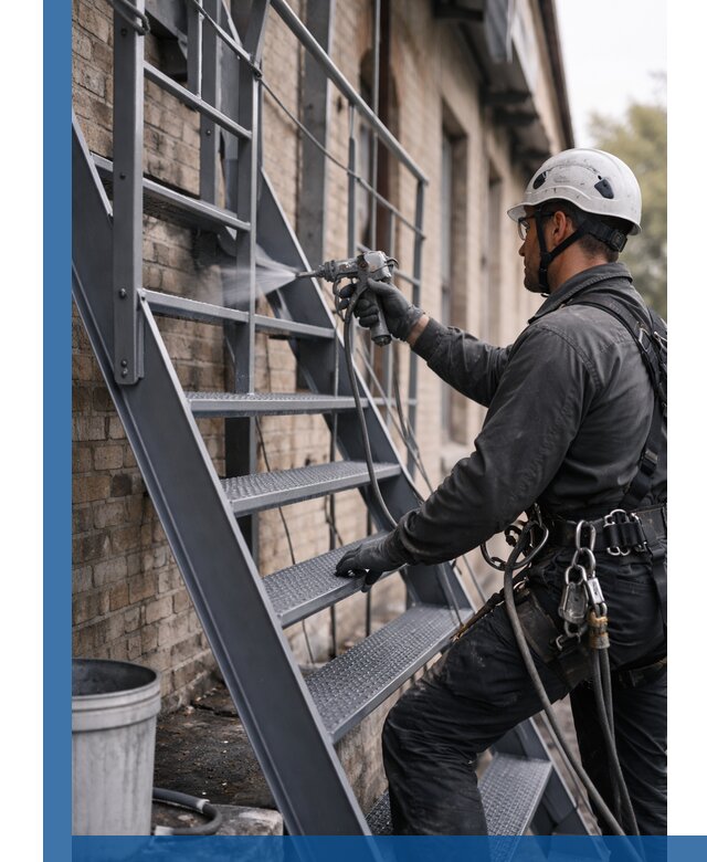 Покраска и антикоррозионная защита пожарных лестниц в Химках