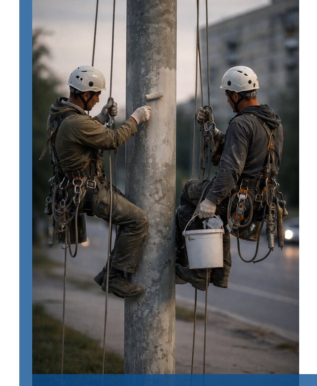 Покраска опор освещения и антикоррозийная защита в Химках
