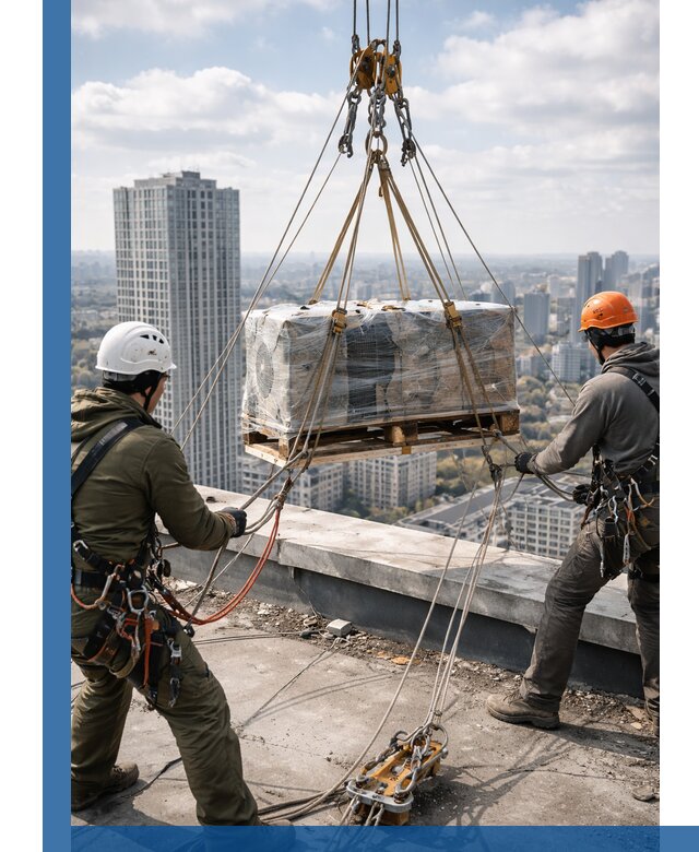 Подъем и монтаж крупногабаритных грузов на крышу в Химках