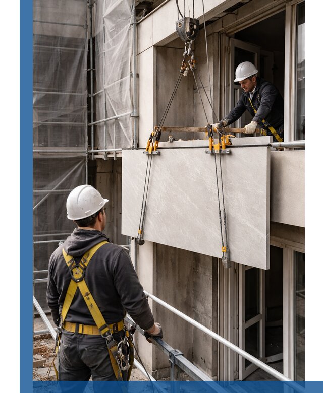 Подъем керамогранита на этаж в Химках грузчиками и техникой