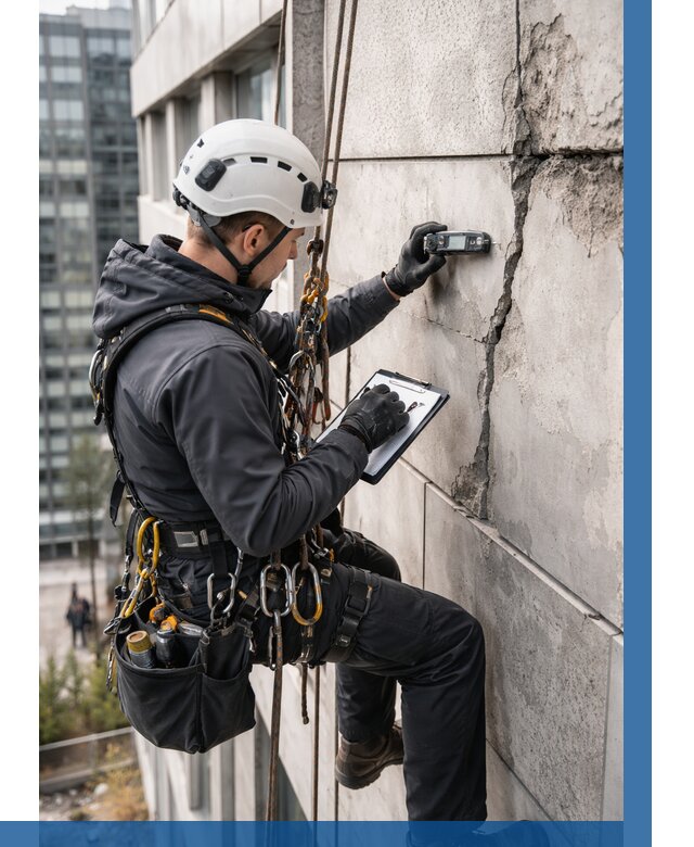 Обследование фасада альпинистами в Химках от 124 р. | ВЫСОТНИК-Хмк