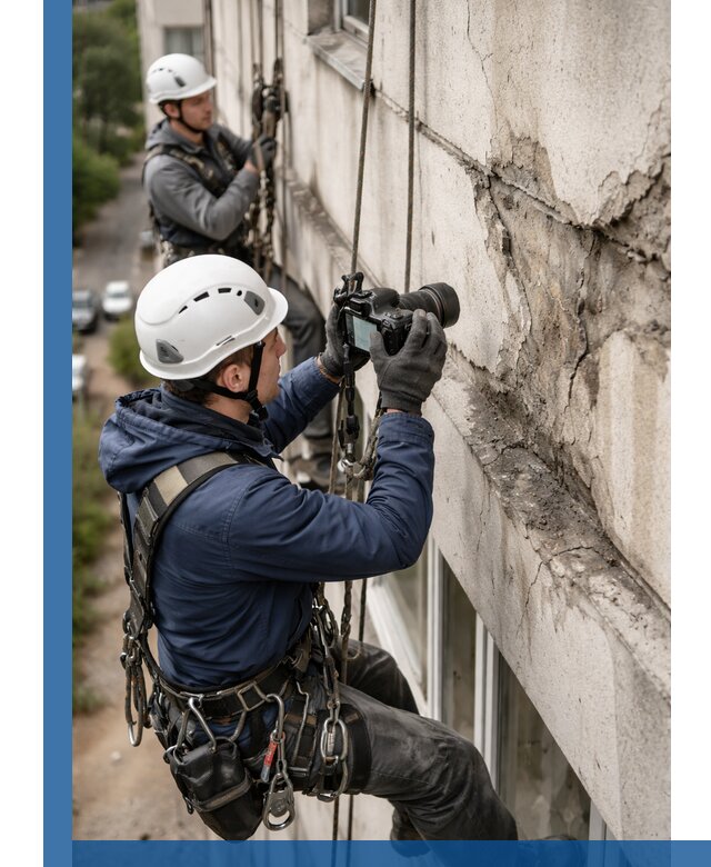 Фотофиксация дефектов фасада с высотной съемкой в Химках