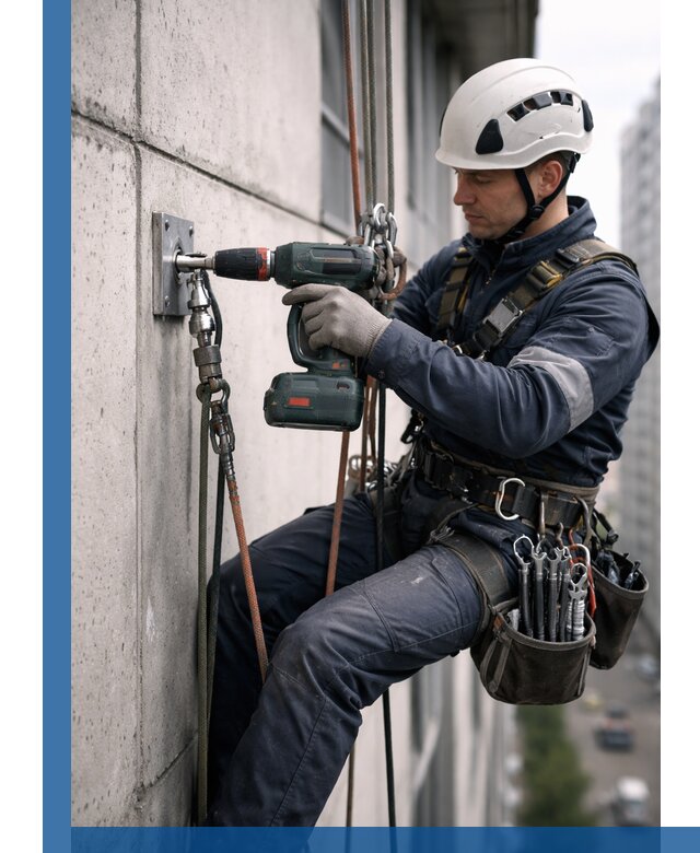 Установка анкерных точек для высотных работ в Химках