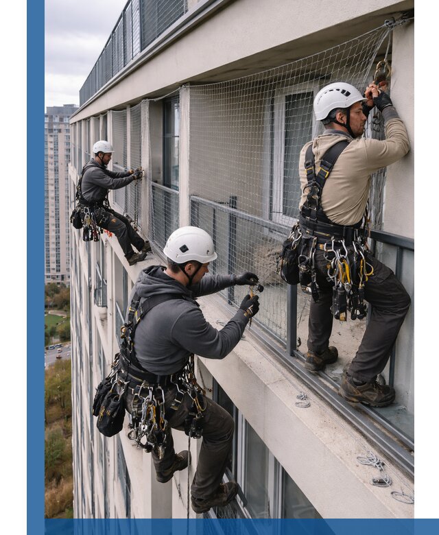 Профессиональный монтаж защитной сетки от птиц в Химках