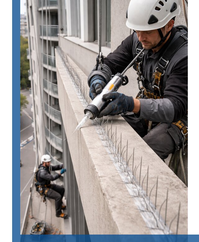 Установка шипов от птиц на фасадах и кровлях в Химках